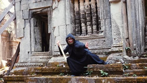 Hanuman Demon In A Mosscovered Temple