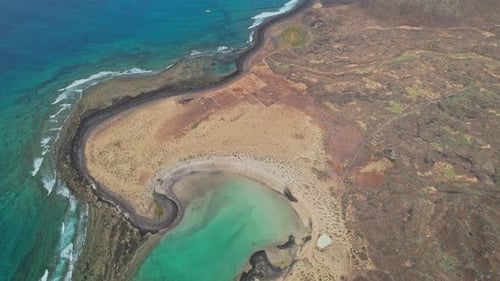 Scenic view of surrounding volcanic landscape in Canary Islands, Spain