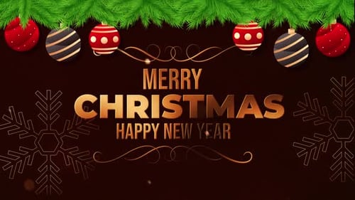 Elegant Merry Christmas Happy New Year Title Animation