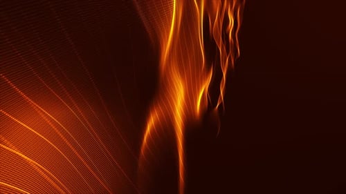 Abstract Glowing Golden Lines Wave Motion Background Loop