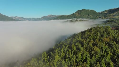 Aerial Foggy Mountain Landscape