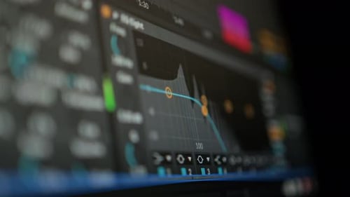 Computer Screen Displays Financial Data and Charts