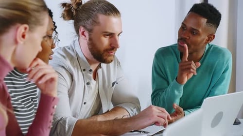 Office Workers Creative Team are Talking Then Doing Highfive Hand Gesture Working Together Around