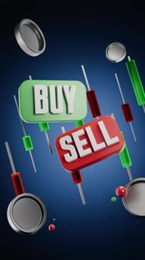 Buy And Sell Button Candlestick Chart Depicting Stock Market Volatility