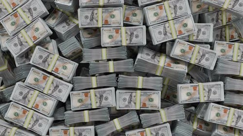 Falling Dollar Bills Packs 3D Transition with Alpha Channel