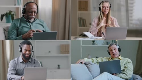 Four People on a Video Call Conference