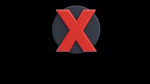 Animação 3D de cruz vermelha em círculo escuro para conceito falhado