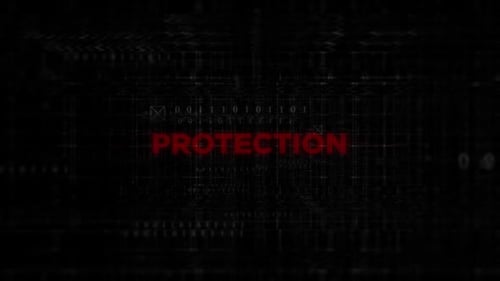 Animación de texto de protección sobre fondo digital