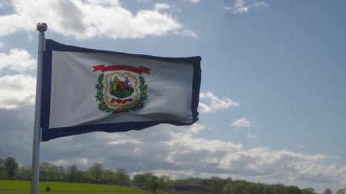 West Virginia State Flag Waving Realistic 3D Animation