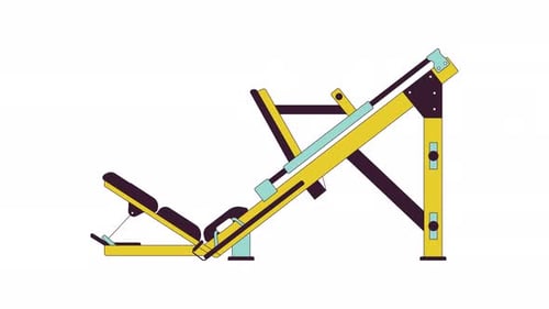 Leg press machine in action line 2D object animation