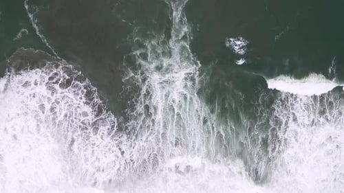 Bird's Eye Footage Of White Foamy Ocean Waves