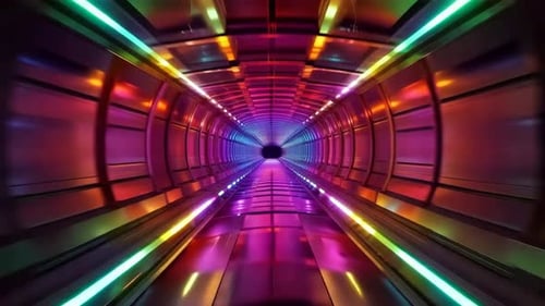 Futuristic Sci Fi Neon Light Tunnel Motion Loop