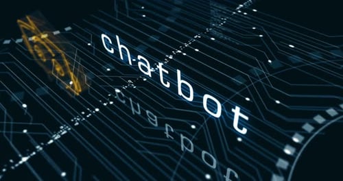 Chatbot ai online assistant support symbols loop cyber concept