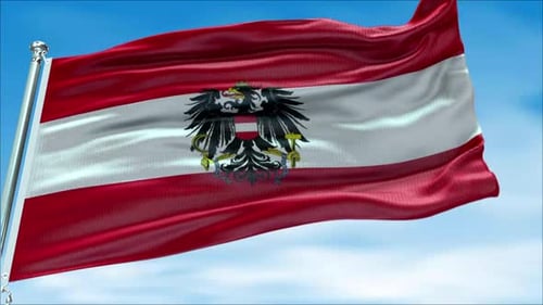 Seamless Loop of Realistic Austrian Flag Waving with Eagle