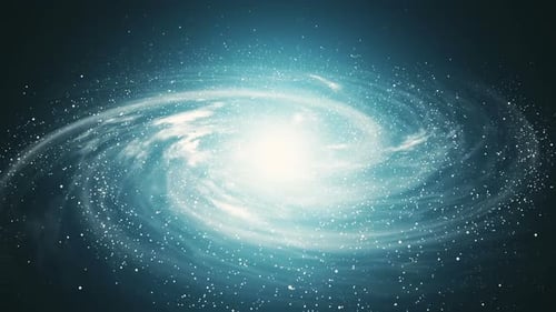 Swirling Spiral Galaxy with Glowing Stars Background