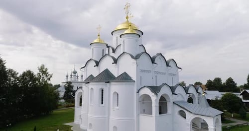 Suzdal Pokrovsky Monastery Orthodox Churches and Monasteries Aerial 2015