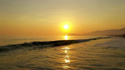 Drone View Alanya Sea Awesome Peach Sunset