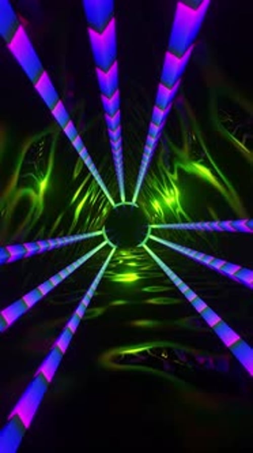 Colorful abstract background with star shaped design in the center. Looped animation