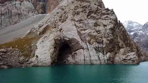 Aerial view of mountain lake