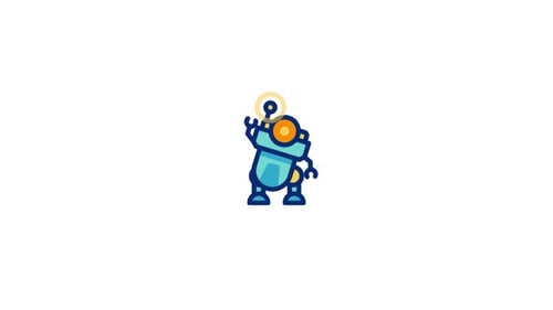 Animated Robot Character with Idea Lightbulb