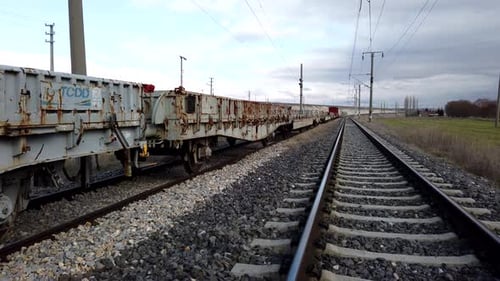Old Freight Train and Railroad