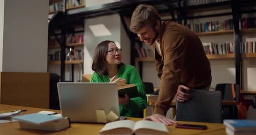 Students Studying Together in a Library