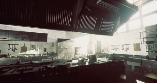 Bright and Spacious Kitchen with Modern Appliances in the Heart of a Restaurant