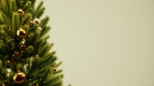 Sparkling Christmas Tree Background with Ornaments and Lights