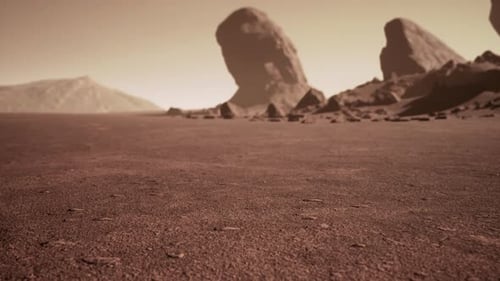 Fantastic Martian Landscape in Rusty Orange Shades