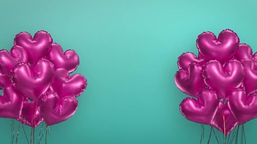 Pink Heart Balloons Gently Floating for Romantic Backgrounds