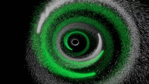 Green glowing particles loop