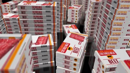 Cultured meat lab-grown pack production loop