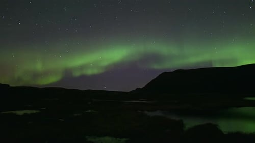 Aurora Borealis Over The Norwegian Sea, Night Sky Time Lapse
