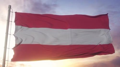 Realistic Austrian National Flag Waving in 3D Animation