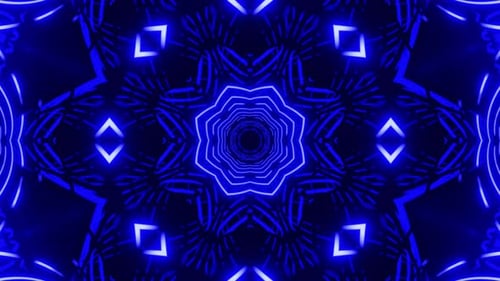 Abstract Blue Neon Geometric Tunnel Kaleidoscope Loop