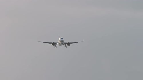 Airplane Flying Approach with Landing Gear Extended