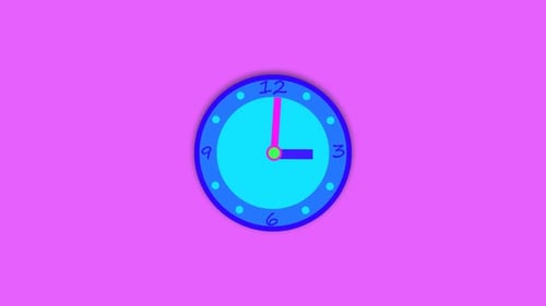 Animated Clock Counting Time in Flat Design Style