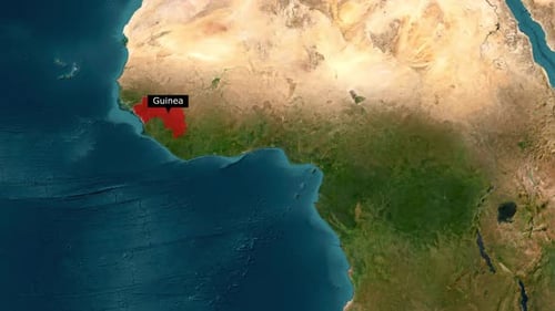 Africa Map Zoom and Highlight of Guinea Country Borders