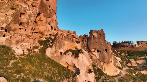 Awesome Aerial View of Uchisar 4 K Turkey Cappadocia