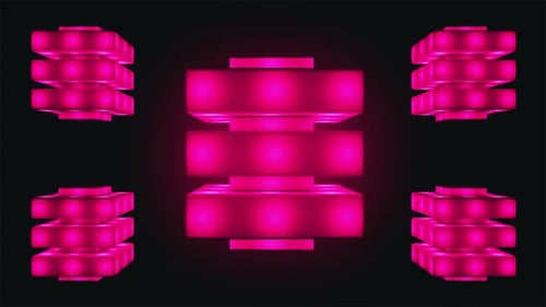 Abstract Geometric Glowing Pink Cubes Rotating Seamless Loop