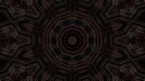 Lignes abstraites 3D, lumière colorée, forme ronde brillante au centre, fond noir