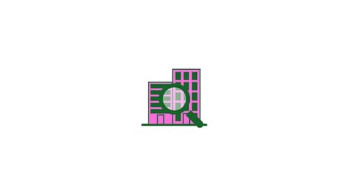 Animación de iconos de búsqueda de edificios