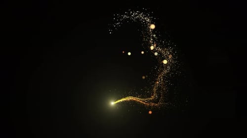 Flight Of Gold Bokeh Sparkling Particles With Alpha Channel