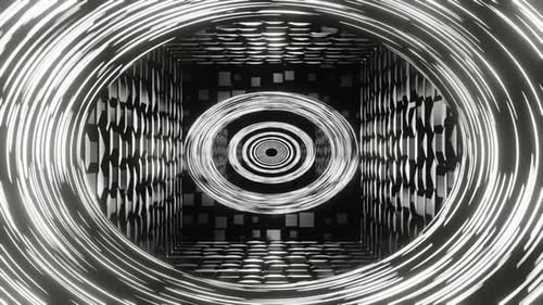 Black And White Sci-Fi Portal Tunnel Background Vj Loop In 4K