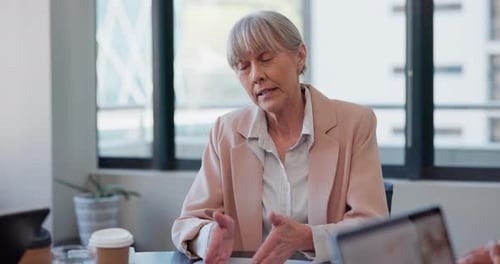 Business people, cooperation and manager in a meeting, conversation and planning with brainstorming