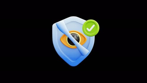 3D Security Shield and Privacy Eye Icon Animation