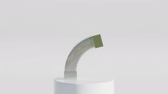 Polished Metallic Object Bending into U-Shape Animation Loop ...