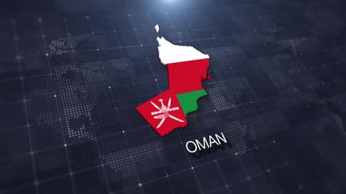 3D Map of Oman with Flag Animation on Digital Background