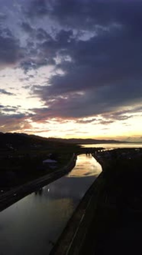 Sunset Over the Canal and Lake