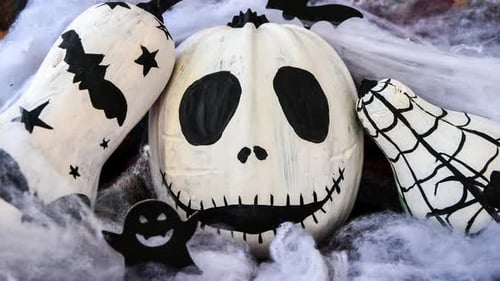 Spooky Halloween Pumpkins with Ghost Decoration